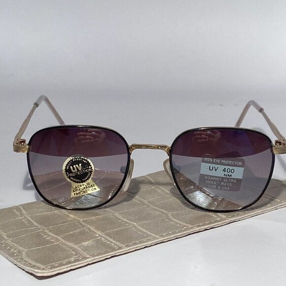 Black and Silver Metal Sunglasses Rounded Square UV400 NWT - Picture 2 of 10